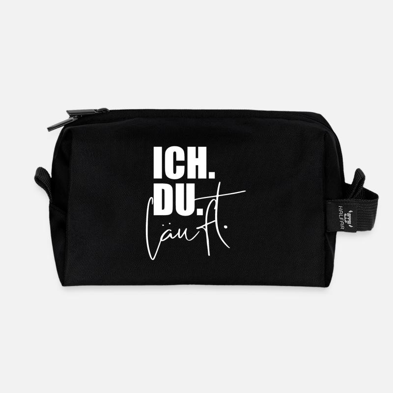 ICH. DU. LÄUFT. - Recycelte Kulturtasche - Schwarz