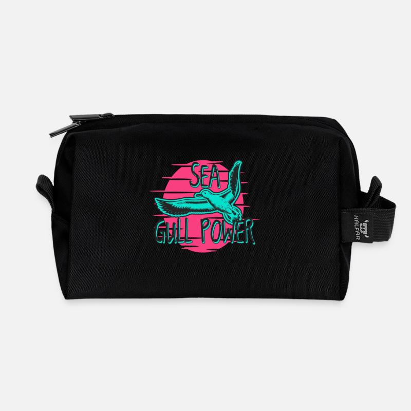 Sea Gull Power Neon Retro Möwen-Grafik - Recycelte Kulturtasche - Schwarz