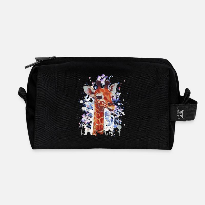 Giraffe - Giraffen Baby - Cooler Giraffe - Recycelte Kulturtasche - Schwarz