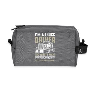 Lustiger Truckfahrer-Spruch - Recycelte Kulturtasche - Anthrazit - Vorne