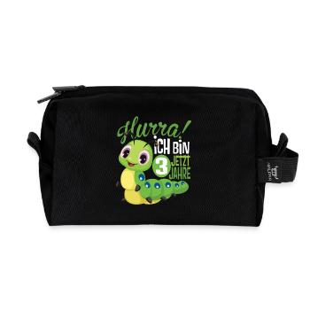 Geburtstag Jungen 3 jahre Raupe - Recycelte Kulturtasche - Schwarz - Vorne