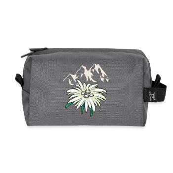 Gebirge Berge Gipfel Edelweiss Blume Tirol Alm - Recycelte Kulturtasche - Anthrazit - Vorne