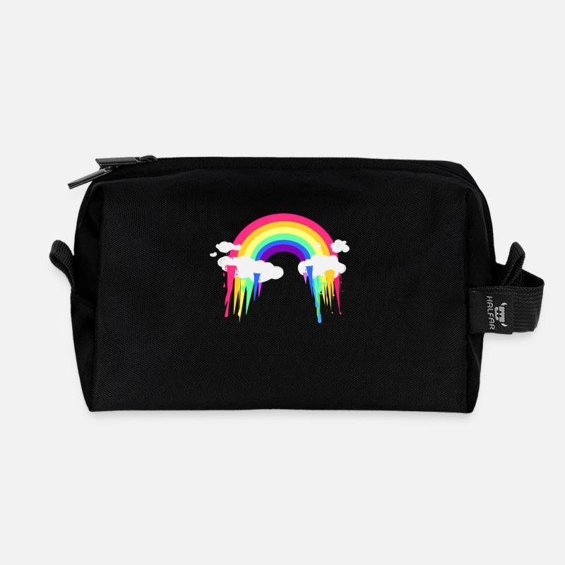 Regenbogen Wolken Abstrak - Recycelte Kulturtasche - Schwarz