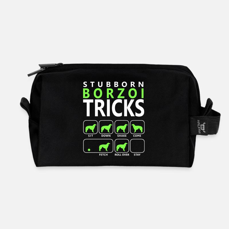 Hartnäckige Borzoi-Tricks - Recycelte Kulturtasche - Schwarz