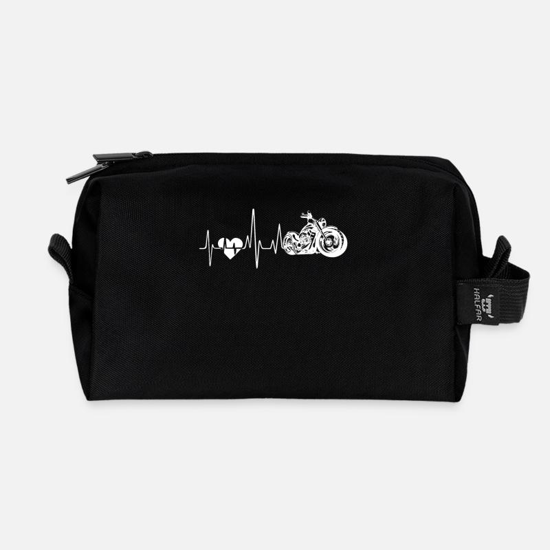Motorrad Motorrad Herzschlag - Recycelte Kulturtasche - Schwarz