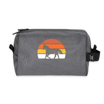 Riding Retro Horse Lovers - Recycled Toiletry Zip Bag - anthracite - Front