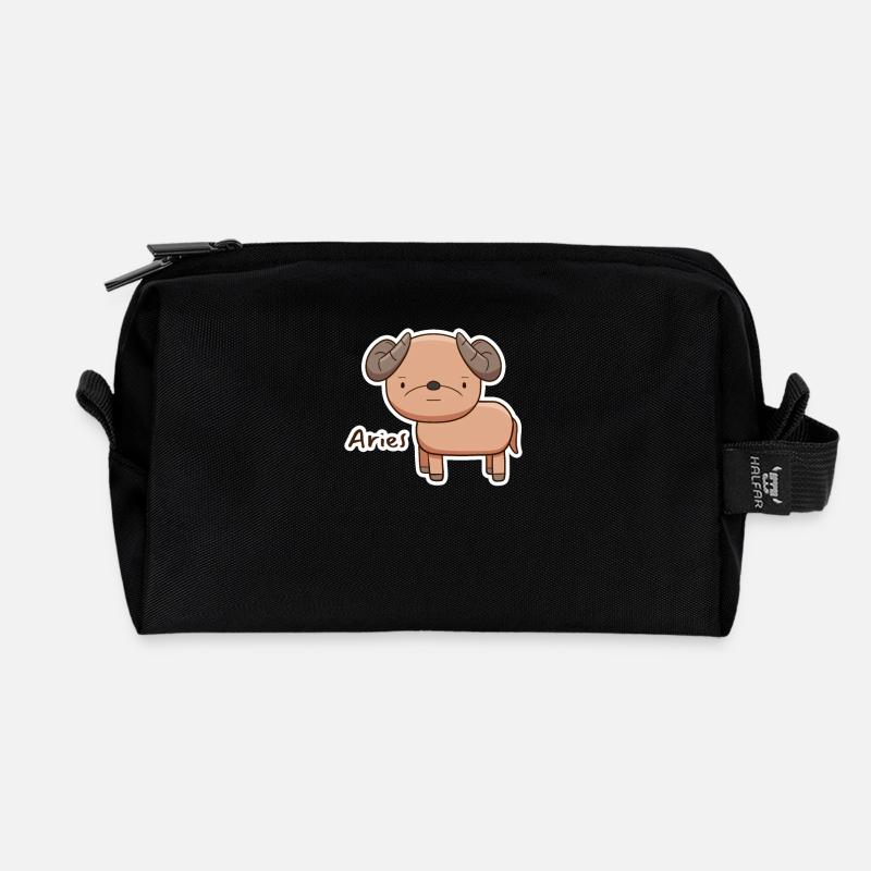 Widder Aries Cartoon Niedliche Sternzeichen - Recycelte Kulturtasche - Schwarz