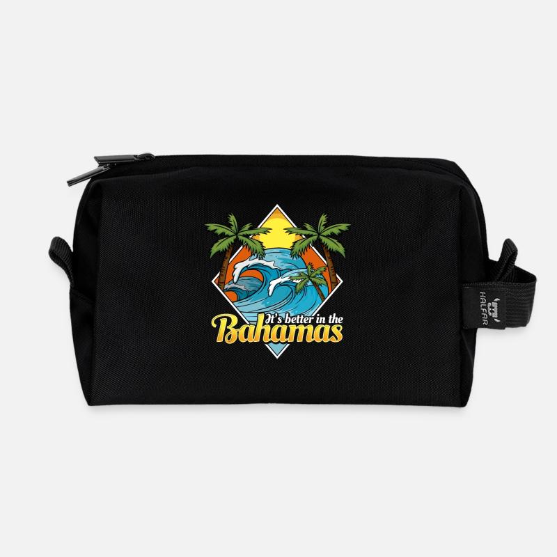 Bahamas 70er 80er Urlaub Retro Surfer Style - Recycelte Kulturtasche - Schwarz
