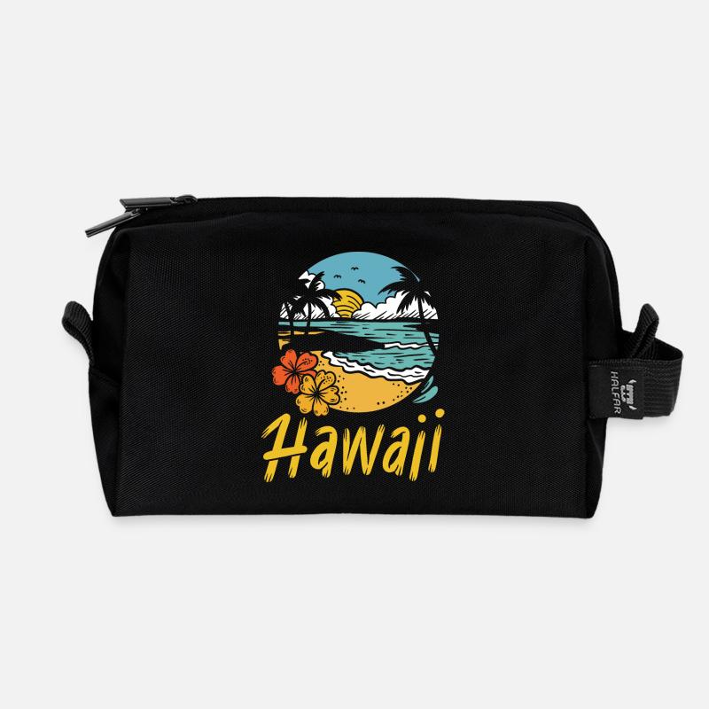 Hawaii Surfing Summer - Recycelte Kulturtasche - Schwarz