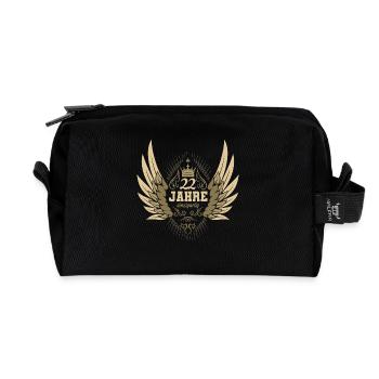 22nd Birthday Women Gift Ideas - Recycled Toiletry Zip Bag - black - Front