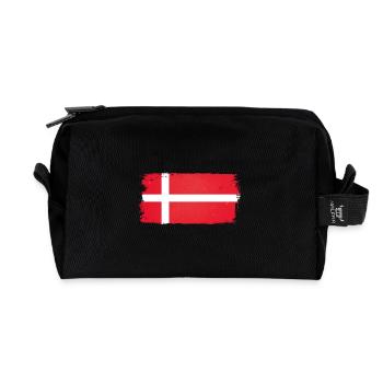 Danish flag in brushstroke - Recycled Toiletry Zip Bag - black - Front