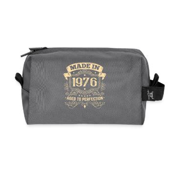 Made in 1976 Birthday Gift Ideas - Recycled Toiletry Zip Bag - anthracite - Front