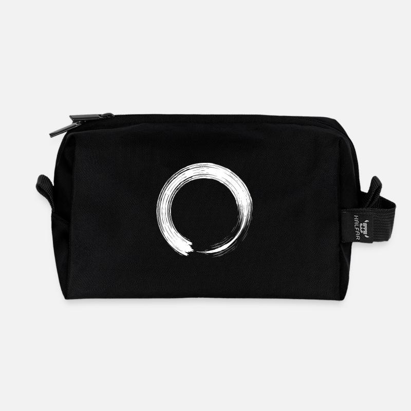 Kreis Design Symbol Bürste weiß - Recycelte Kulturtasche - Schwarz