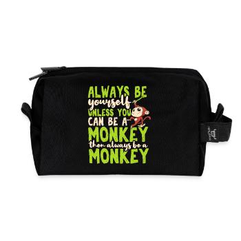 Affe - Recycelte Kulturtasche - Schwarz - Vorne