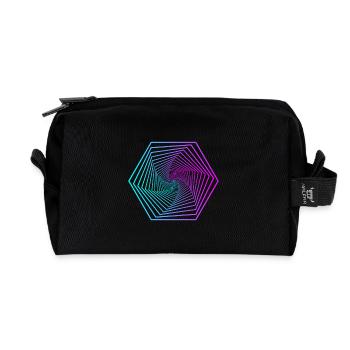 Neon Polygon Spiral Gradient - Recycled Toiletry Zip Bag - black - Front