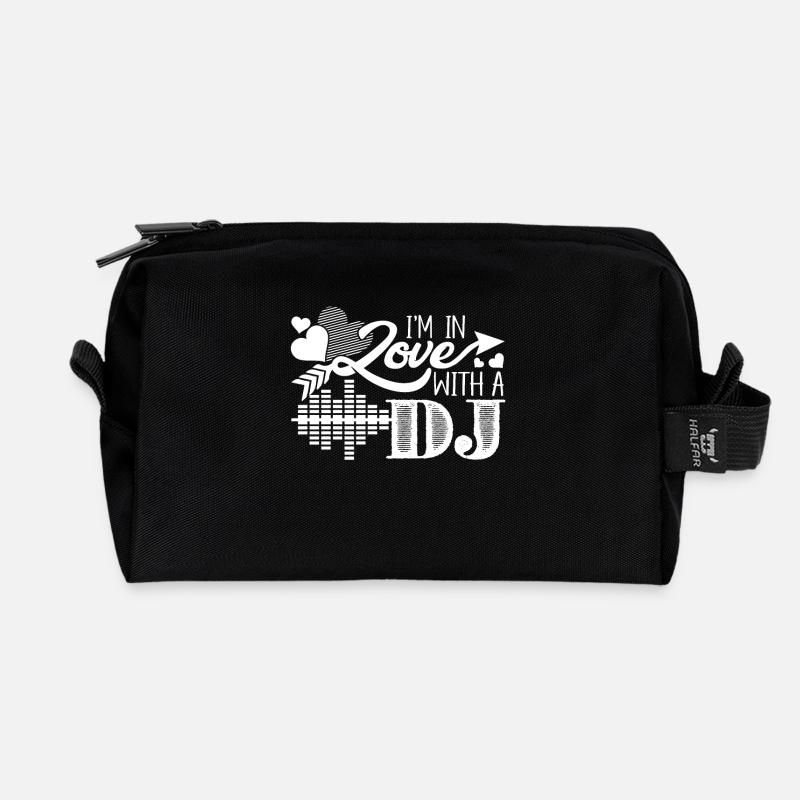 DJ Ich bin verliebt in einen DJ - Recycelte Kulturtasche - Schwarz