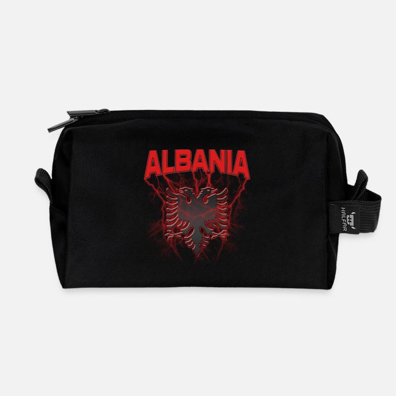 Albania Albanian Eagle - Recycled Toiletry Zip Bag - black