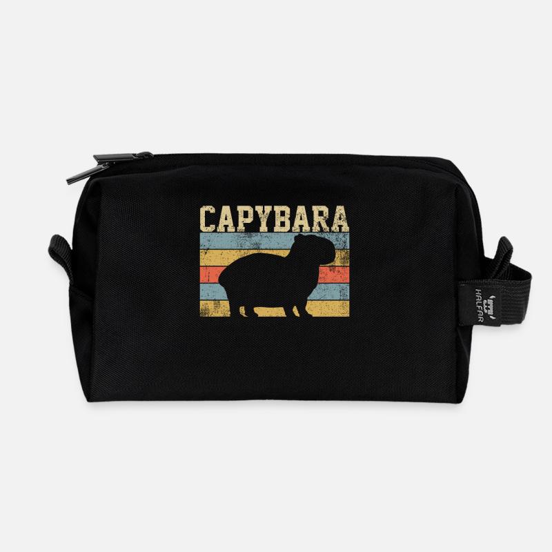 Capybara Nagetier Retro Vintage - Recycelte Kulturtasche - Schwarz