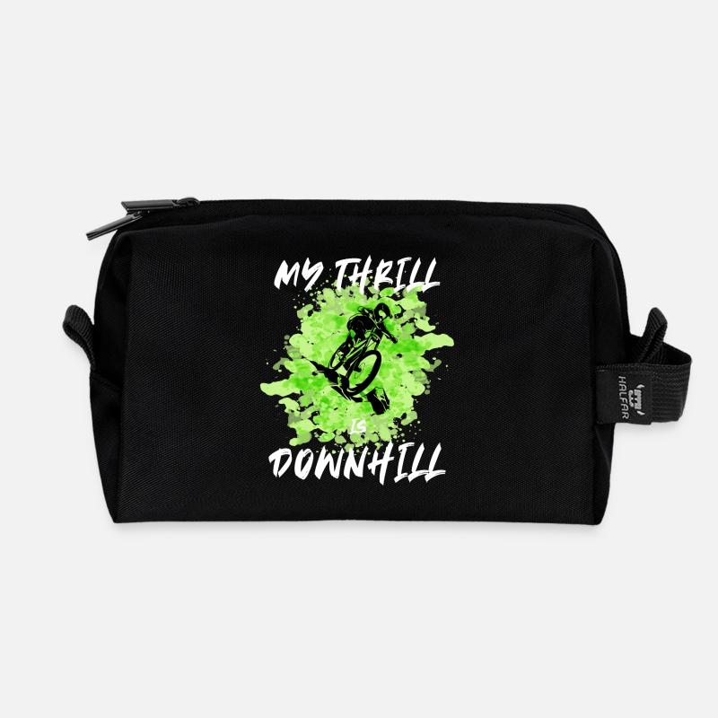 My Thrill is Downhill Mountainbike Geschenk - Recycelte Kulturtasche - Schwarz