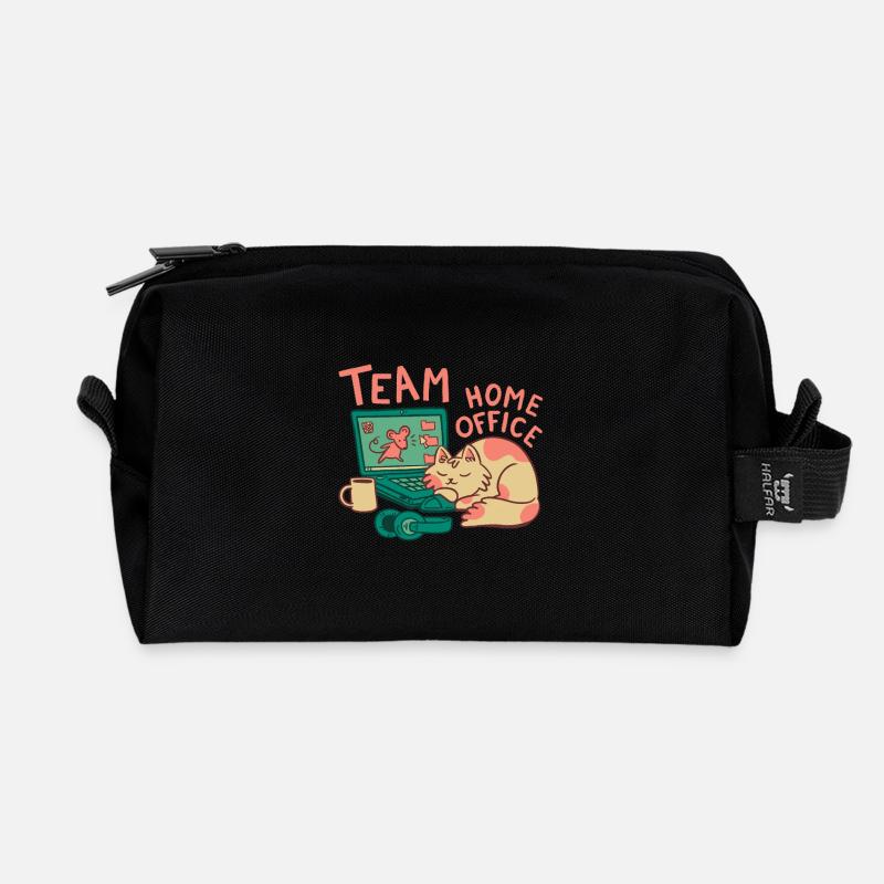 Team Homeoffice Katze Arbeit Job Büro - Recycelte Kulturtasche - Schwarz