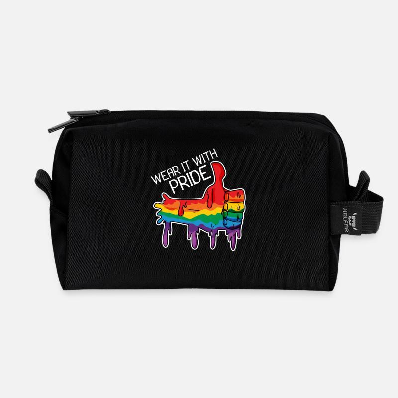 proud gay pride flag rainbow regenbogen schwul - Recycelte Kulturtasche - Schwarz
