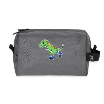 Inline Skating Dinosaurier - Recycelte Kulturtasche - Anthrazit - Vorne