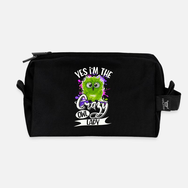 Eule - Recycelte Kulturtasche - Schwarz