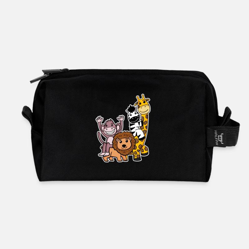 Niedliche Tiere - Recycelte Kulturtasche - Schwarz