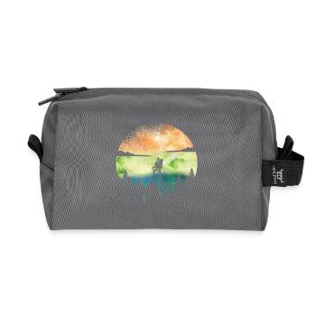 Wanderlust Hiker – Aquarell Adventure - Recycelte Kulturtasche - Anthrazit - Vorne