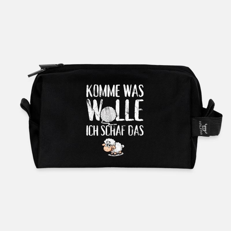 Komme was Wolle ich Schaf das - Recycelte Kulturtasche - Schwarz