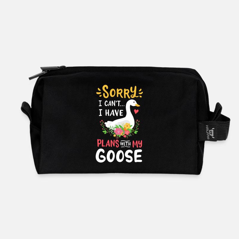 Goose Goose Lover - Recycled Toiletry Zip Bag - black