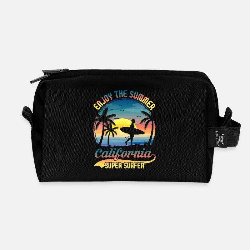 California Surfing Beach Style Design - Recycelte Kulturtasche - Schwarz