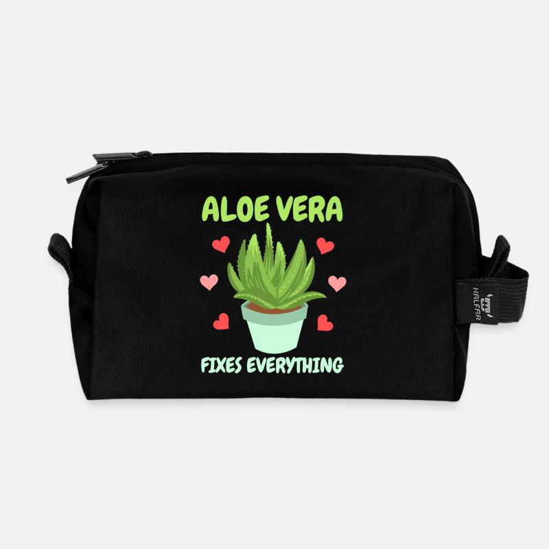 Aloe Vera Sukkulente - Recycelte Kulturtasche - Schwarz