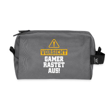 Gamer Rastet Aus Vorsicht Zocker Kann Ausrasten - Recycelte Kulturtasche - Anthrazit - Vorne