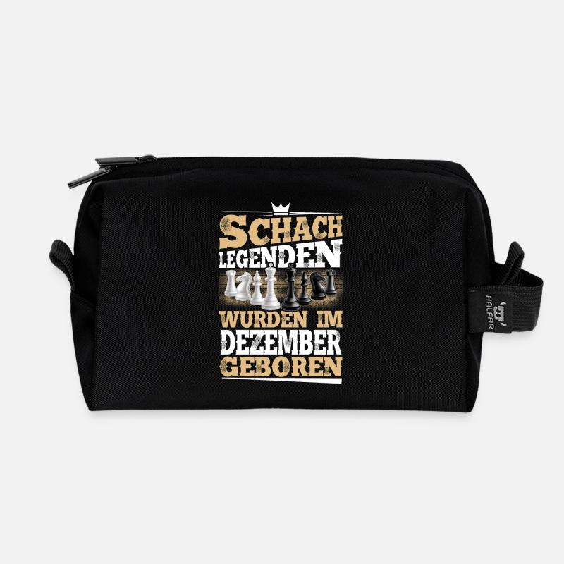 Schachspieler Schach Geburtstag Dezember Geschenk - Recycelte Kulturtasche - Schwarz
