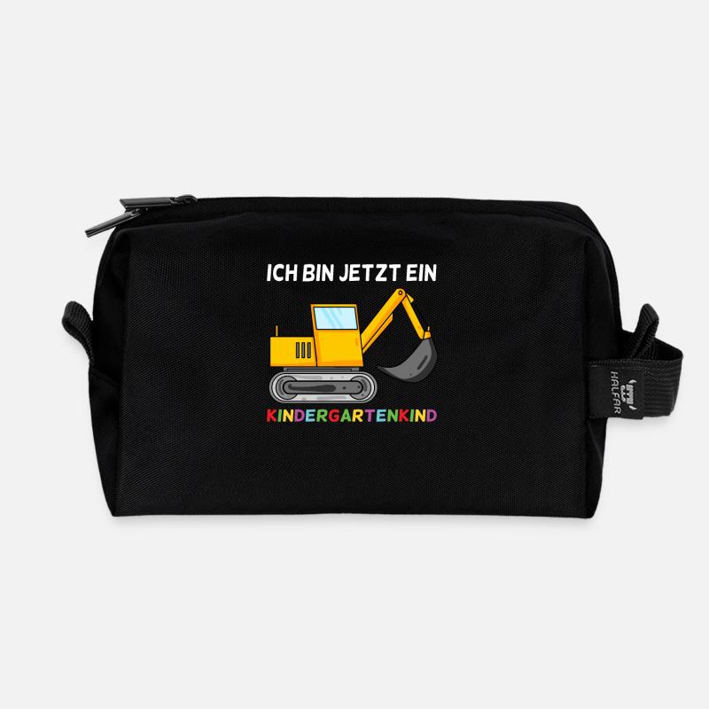 Kindergarten Bagger - Recycelte Kulturtasche - Schwarz