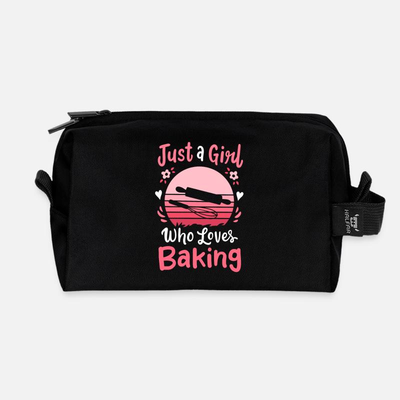 Backen Bäcker Retro - Recycelte Kulturtasche - Schwarz