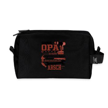 Familie Wenn Opa es nicht reparieren kann - Recycelte Kulturtasche - Schwarz - Vorne