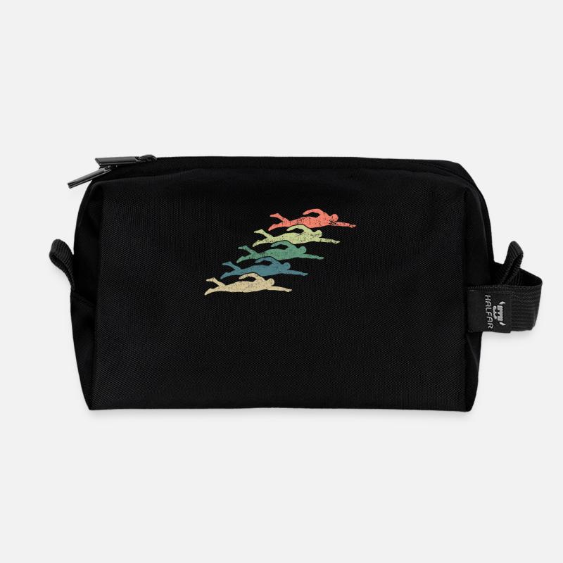 Schwimmen Schwimmer Vintage - Recycelte Kulturtasche - Schwarz