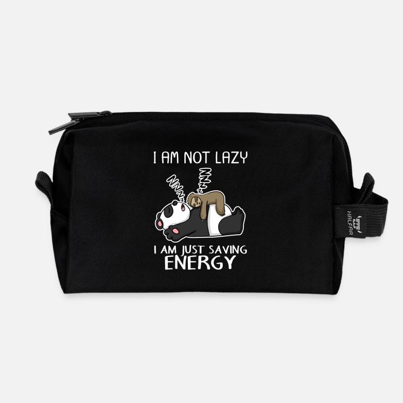 Lustiger Faultier Panda Spruch lustig Geschenk - Recycelte Kulturtasche - Schwarz