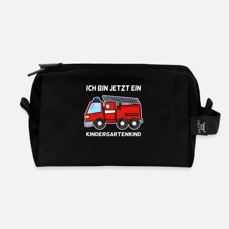 Kindergarten Kind Feuerwehr Schule Einschulung - Recycelte Kulturtasche - Schwarz