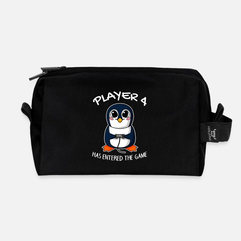 Spieler 4 Pinguin Nachwuchs Schwangerschaft Gaming - Recycelte Kulturtasche - Schwarz