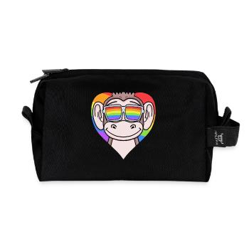LGBT Herz mit Affe Regenbogen - Recycelte Kulturtasche - Schwarz - Vorne