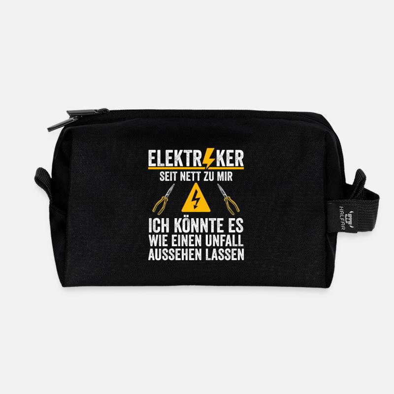 Elektriker Warnung Sei Nett Zu Mir Witziges Design - Recycelte Kulturtasche - Schwarz
