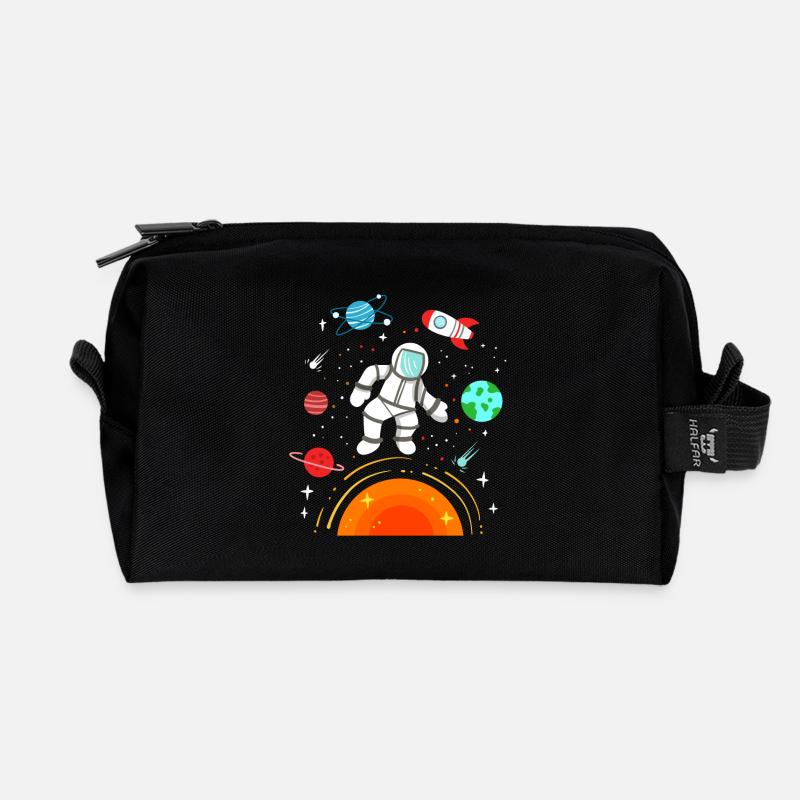 Astronaut Planeten Weltraum - Recycelte Kulturtasche - Schwarz