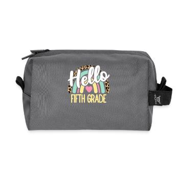 Hello Fifth Grade Teacher Back to School Rainbow - Recycled Toiletry Zip Bag - anthracite - Front
