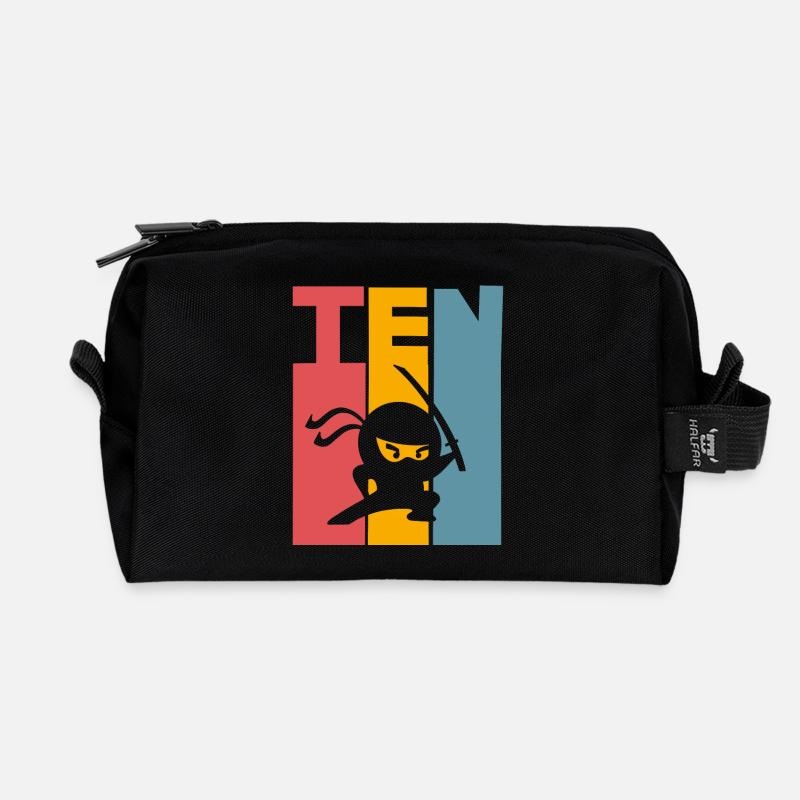 Ninja 10. Geburtstag Kinder - Recycelte Kulturtasche - Schwarz