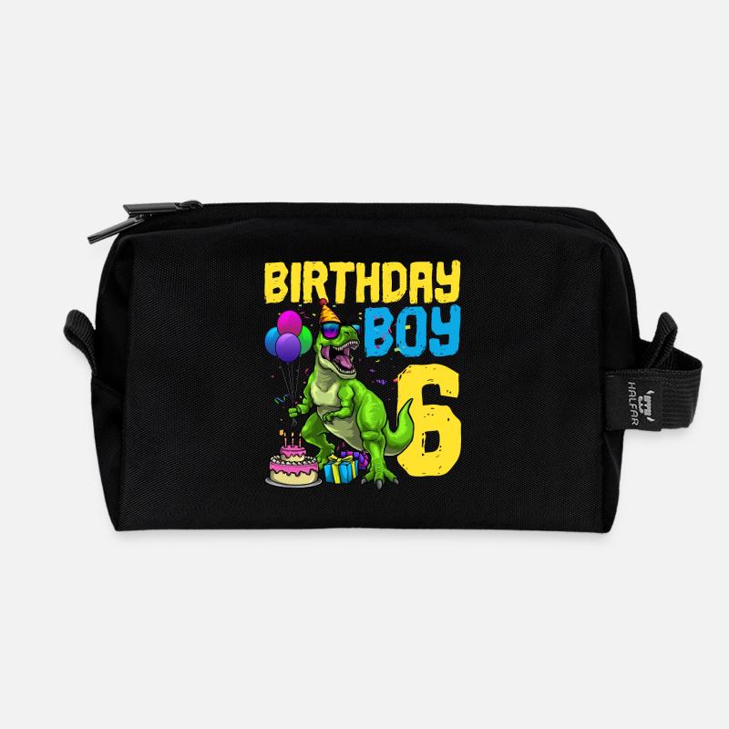 6. Geburtstag Dinosaurier Kindergeburtstag - Recycelte Kulturtasche - Schwarz