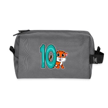 10 Jahre alt - 10. Geburtstag - Kindergeburtstag - Recycelte Kulturtasche - Anthrazit - Vorne
