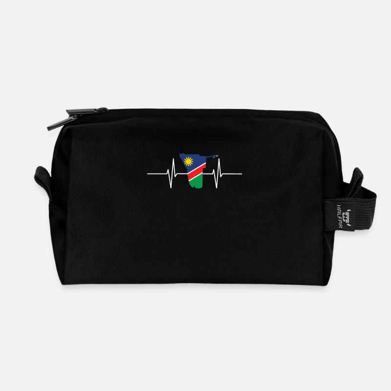 Namibia Herzschlag Flagge Vintage Namibia - Recycelte Kulturtasche - Schwarz